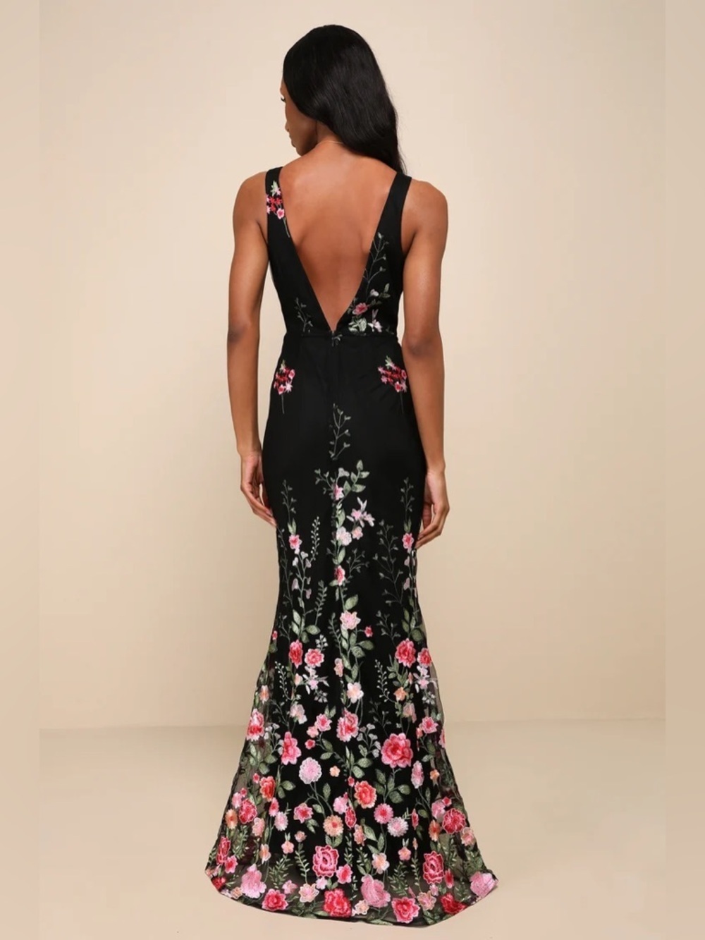 Lulus Soiree Blossom Black Floral Embroidered Mermaid Maxi Dress - Picture 2 of 8
